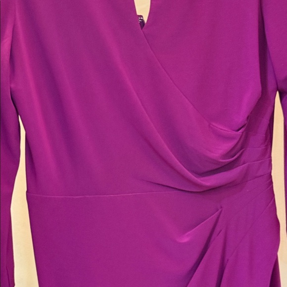 Alex Evenings Purple Long Sleeve Dress with Beaded Neckline - Picture 3 of 9